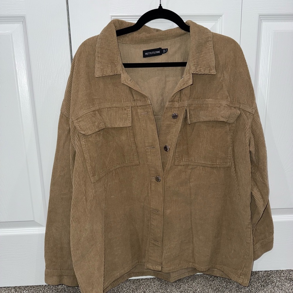PrettyLittleThing Tan Corduroy Utility Jacket